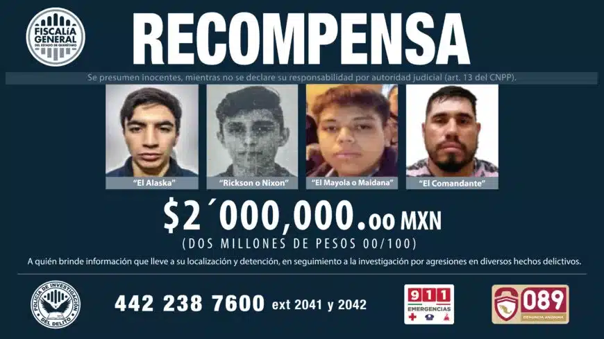  Ofrecen recompensa millonaria para dar con prófugos presuntos homicidas